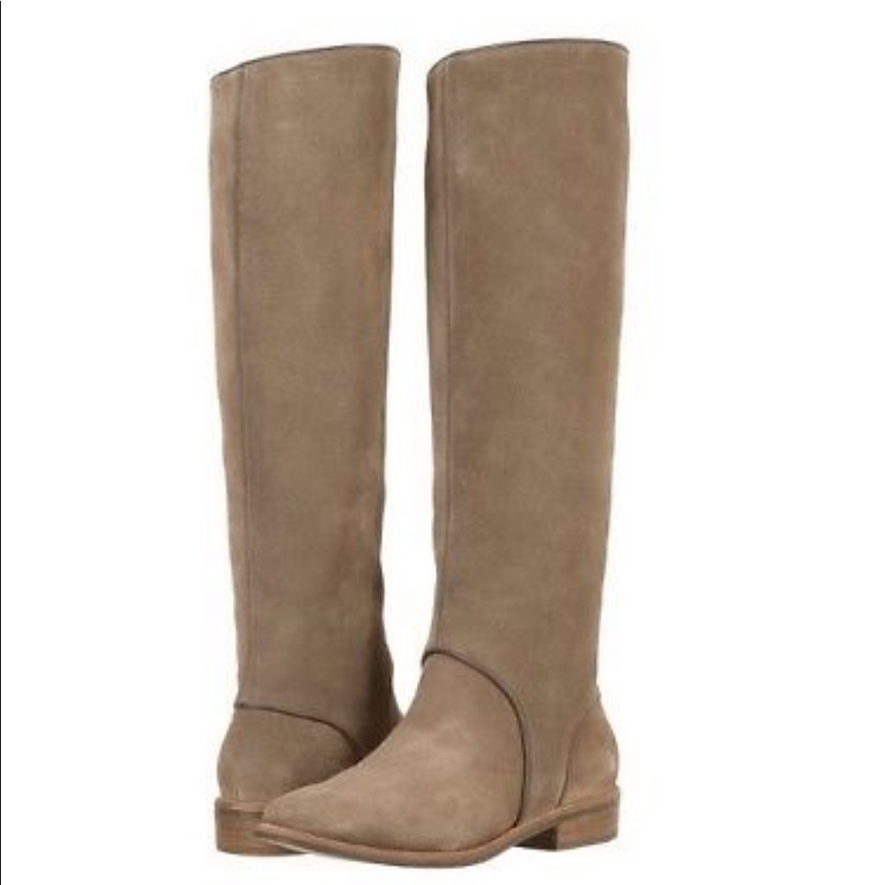 Leather suede tall boots